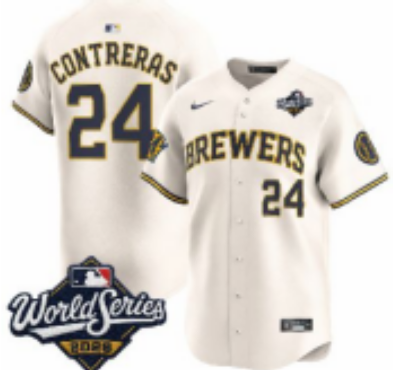 Women Milwaukee Brewers #24 Contreras cream Nike 2026 World Series jersey 10210